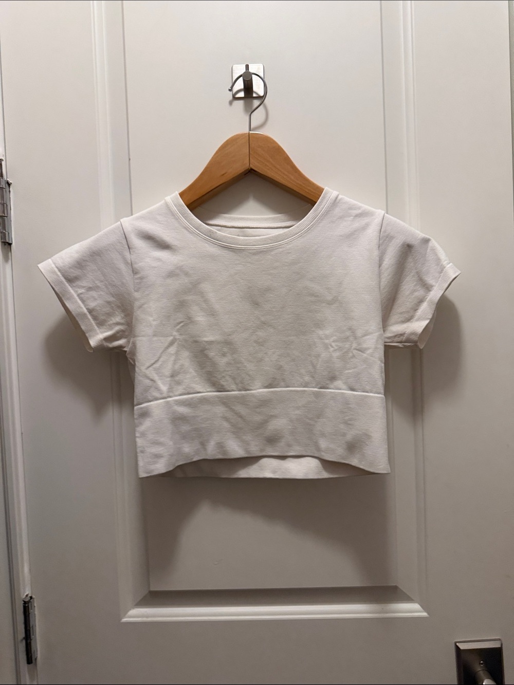 Girls' White Cropped Short Sleeve Tee